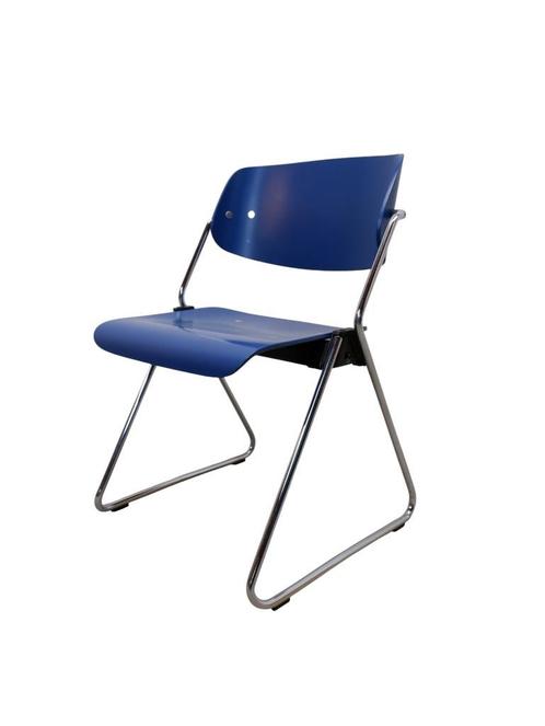 Klaus Franck stoel voor Wilkhahn, Huis en Inrichting, Stoelen, Gebruikt, Twee, Hout, Metaal, Blauw, Ophalen