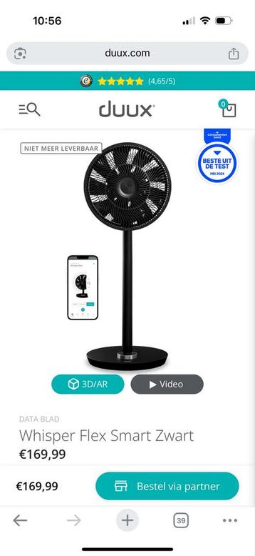 Duux Whisper Flex Smart - 3 stuks (2x Zwart, 1x Wit) beschikbaar voor biedingen