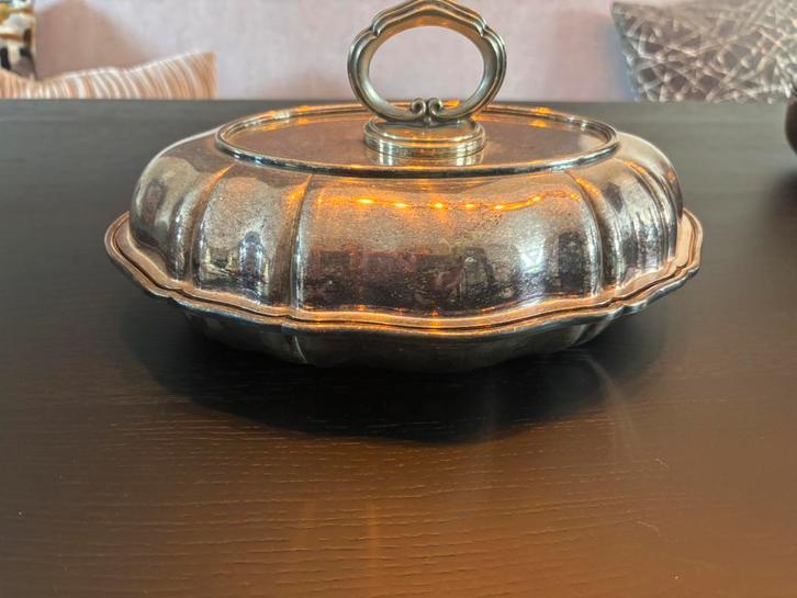 Verzilverde dekschaal, Antiek en Kunst, Antiek | Schalen, Ophalen of Verzenden