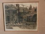 Mooie ets Proveniershuis Haarlem Joh. Josseaud 13 x 16,2 cm, Antiek en Kunst, Kunst | Etsen en Gravures, Ophalen of Verzenden