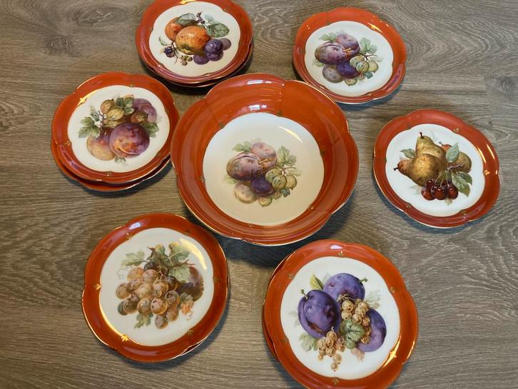 J. van der Stok Leiden 13 delig servies, Antiek en Kunst, Antiek | Porselein, Ophalen of Verzenden