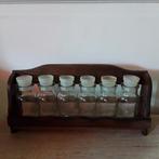 Vintage Kruidenrek met Glazen Potjes, Ophalen of Verzenden, Gebruikt