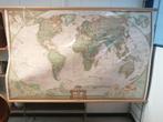 GIGANTISCHE GROTE 190X125 GEPLASTIFICEERDE WERELDKAART., Antiek en Kunst, Ophalen