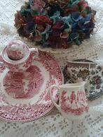 Prachtig rood wit servies....brocante...., Antiek en Kunst, Antiek | Servies los, Ophalen of Verzenden
