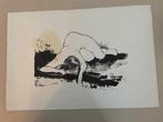 Houtskool tekening. Liggend naakt. Zwart wit., Antiek en Kunst, Kunst | Tekeningen en Foto's, Ophalen