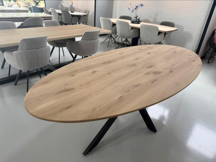 Eiken ovaal 160x90cm OPRUIMING eiken ovale tafels OP=OP, Huis en Inrichting, Tafels | Eettafels, Nieuw, 200 cm of meer, Vijf personen of meer