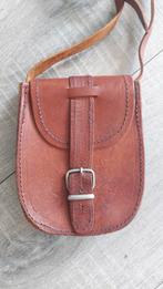 Vintage 70s brown leather cross-body little bag, Ophalen of Verzenden, Gebruikt, Bruin, Leer