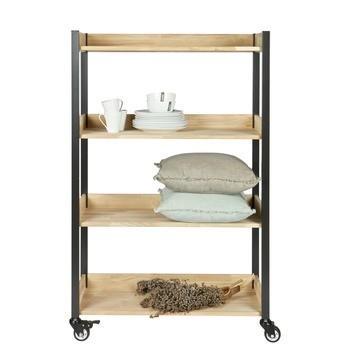 WOOOD trolley Huib eiken en metaal, Huis en Inrichting, Kasten | Vitrinekasten, Zo goed als nieuw, 100 tot 150 cm, 50 tot 100 cm