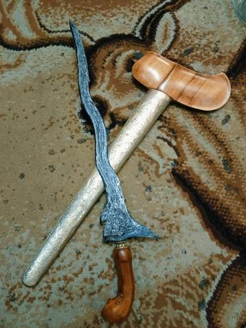 Antieke Keris Manglar Monga 5 Luk Ngulit Semangka SVE28 beschikbaar voor biedingen