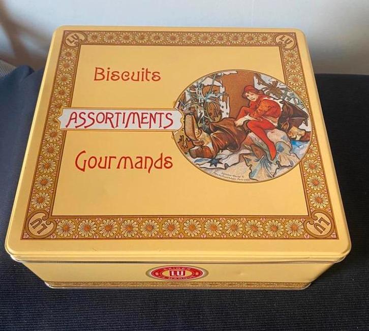 Groot vierkant blik van Lu Biscuits Assortiments Gourands., Verzamelen, Blikken, Zo goed als nieuw, Koek(jes), Overige merken