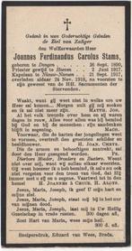 Kapelaan Joannes Stams 1890 Dongen + 1917 Nieuw-Namen, Verzamelen, Bidprentjes en Rouwkaarten, Verzenden, Bidprentje