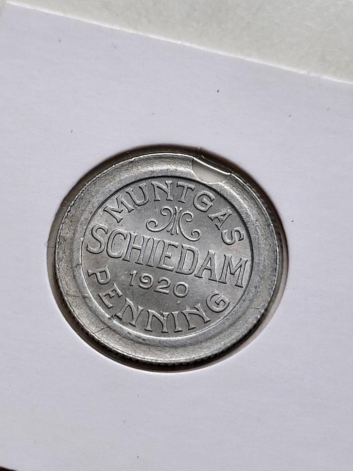 Schiedam Muntgas Penning 1920 gasmunt gaspenning, Postzegels en Munten, Penningen en Medailles, Overige materialen, Nederland