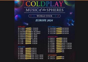 GEZOCHT 2 tickets voor Coldplay op 20 juli 24 Dusseldorf