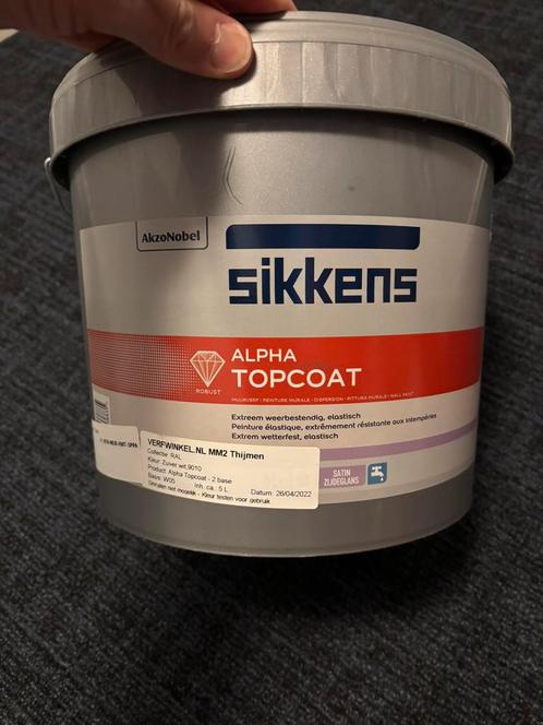 Sikkens Alpha Topcoat 5 liter - RAL 9010 - ongeopende emmer, Doe-het-zelf en Verbouw, Verf, Beits en Lak, Nieuw, Verf, 5 tot 10 liter