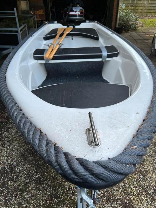 Sloep/roeibootje met motor +trailer, Watersport en Boten, Kano's, Gebruikt, Overige typen, Drie personen of meer, Met peddels