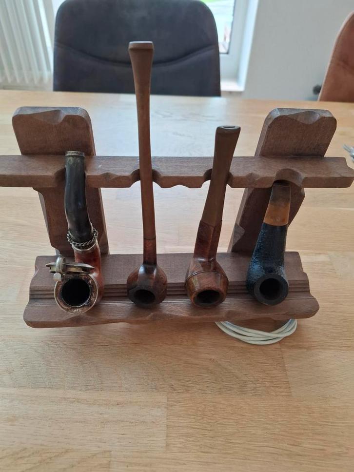 Vintage Pijpen met Houten Rek, Antiek en Kunst, Antiek | Overige Antiek, Ophalen of Verzenden