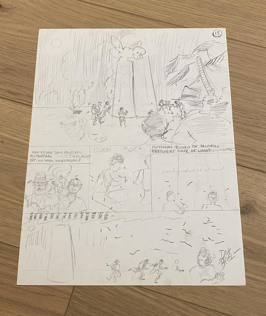 Dick Briel originele pagina tekening Professor Palmboom, Boeken, Stripboeken, Eén stripboek, Verzenden, Zo goed als nieuw