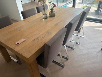 6 x stoel bruin stof met rvs poten