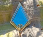 Vintage  kandelaar met glas goudkleurig, Ophalen, Gebruikt, Overige materialen, Minder dan 25 cm
