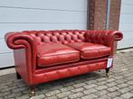 Chesterfield bank model Burlington in oxblood red, rood leer, Ophalen, Gebruikt, Chesterfield, Leer