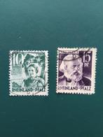 Twee postzegels Rheinland-Pfalz, Ophalen of Verzenden, Overige periodes, Gestempeld