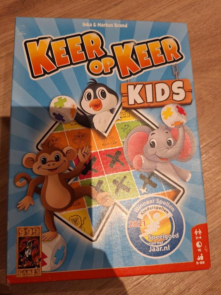 Keer op Keer Kids - Leuk dobbelspel voor kinderen!, Hobby en Vrije tijd, Gezelschapsspellen | Bordspellen, Zo goed als nieuw, Een of twee spelers
