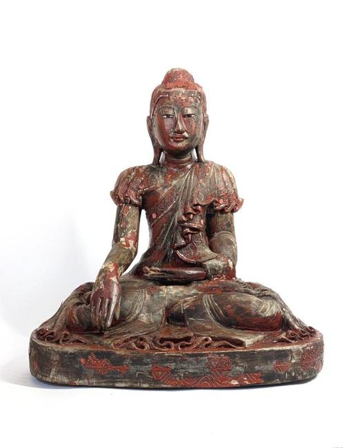 Grote 19de-eeuwse Burmese Buddha sculptuur, Antiek en Kunst, Kunst | Beelden en Houtsnijwerken, Ophalen