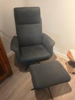 Grijze Stoel met Hocker - Nette Staat, Ophalen, Gebruikt, Stof, 75 tot 100 cm