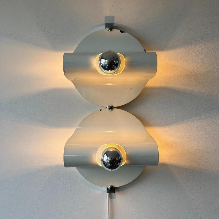 OPRUIMING  jaren 60 70 metalen Space age Italiaans design, Huis en Inrichting, Lampen | Wandlampen, Gebruikt, Metaal, Overige materialen