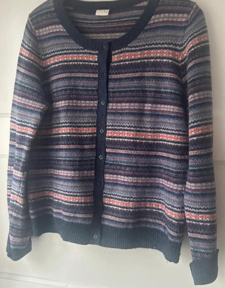 fijn kleurrijk noors fair isle wollen gebreid vest Esrpit L, Kleding | Dames, Truien en Vesten, Zo goed als nieuw, Maat 42/44 (L)