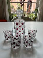 Vintage kristallen fles en vier glazen perfecte staat, Ophalen of Verzenden, Zo goed als nieuw, Overige typen