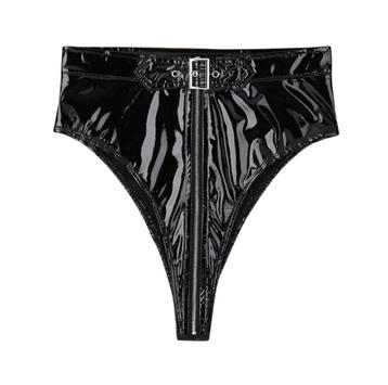 Zwart wetlook dames broekje / kort leren rits sexy lingerie beschikbaar voor biedingen
