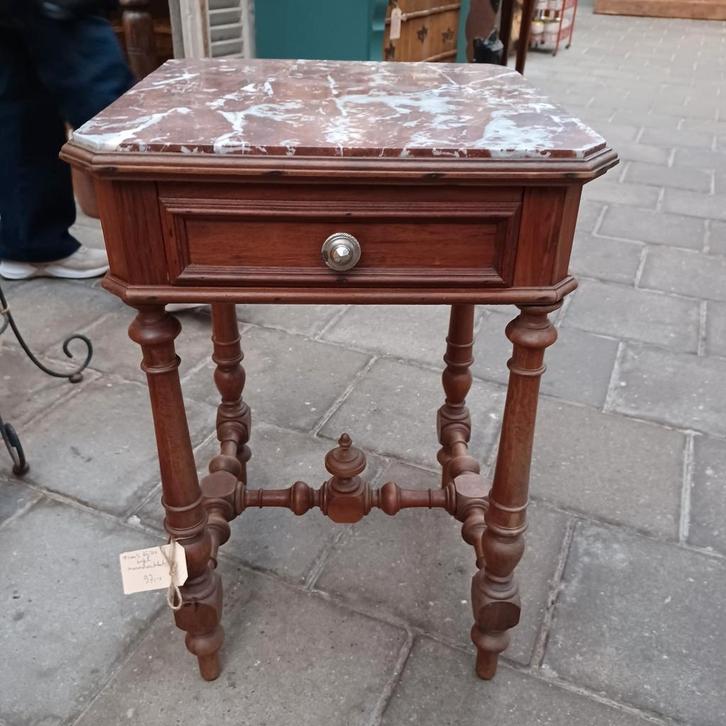 Frans tafeltje/tafel/nachtkastje met marmeren blad, Antiek en Kunst, Curiosa en Brocante, Ophalen