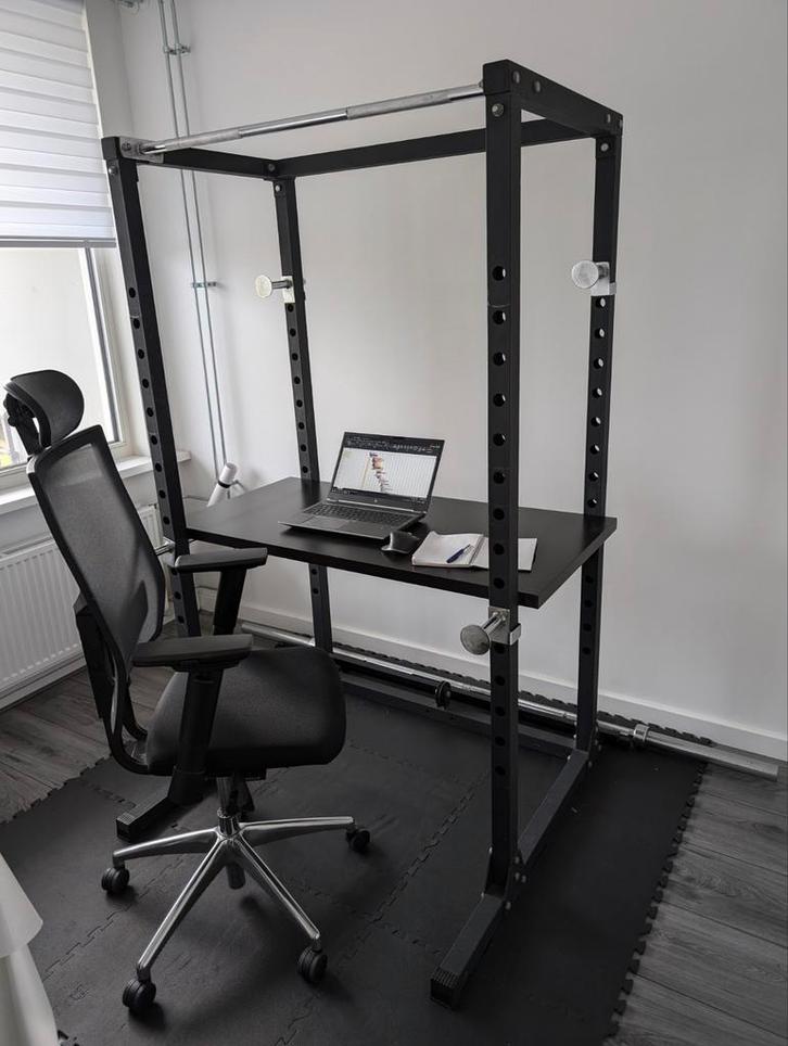 Power Rack + Bureau, Gewichten & Bankje, Sport en Fitness, Fitnessapparatuur, Gebruikt, Krachtstation, Ophalen of Verzenden