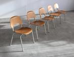 vintage stoelen | eetkamerstoelen | stapelstoelen | 5 stuks, Huis en Inrichting, Stoelen, Gebruikt, Bruin, ., Ophalen of Verzenden