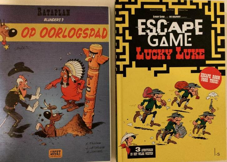 Lucky luck escape game +rataplan op oorlogspad hc 1e editie', Boeken, Stripboeken, Zo goed als nieuw, Meerdere stripboeken, Ophalen of Verzenden