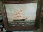 Olieverf Schilderij Zeilschip in Lijst, Ophalen of Verzenden