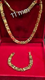 Actie gold plated verguld goud vet stoere ketting+ armband, Ophalen of Verzenden, Nieuw, Goud, Goud