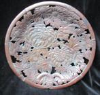 Antieke Oosterse Schaal met Chrysanten en Vogel 31 cm, Ophalen of Verzenden