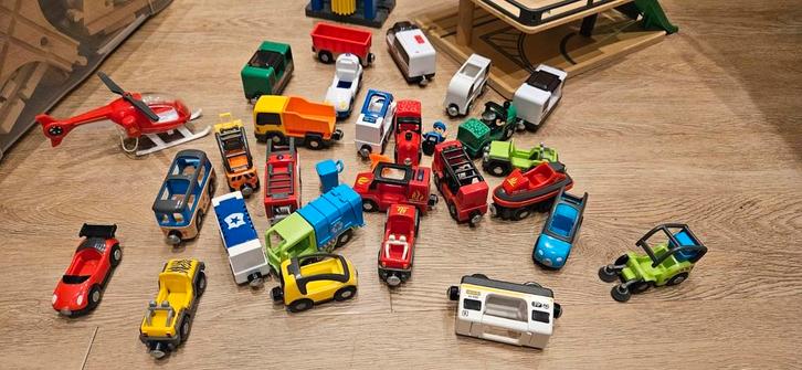 groot pakket houten treinbaan, Kinderen en Baby's, Speelgoed | Houten speelgoed, Gebruikt, Overige typen, Ophalen