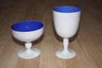 Wit en blauw glazen dessertcoupes, Ophalen of Verzenden, Gebruikt