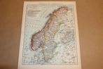 Antieke kaart - Zweden en Noorwegen - Circa 1900, Boeken, Atlassen en Landkaarten, Ophalen of Verzenden, Gelezen, 1800 tot 2000