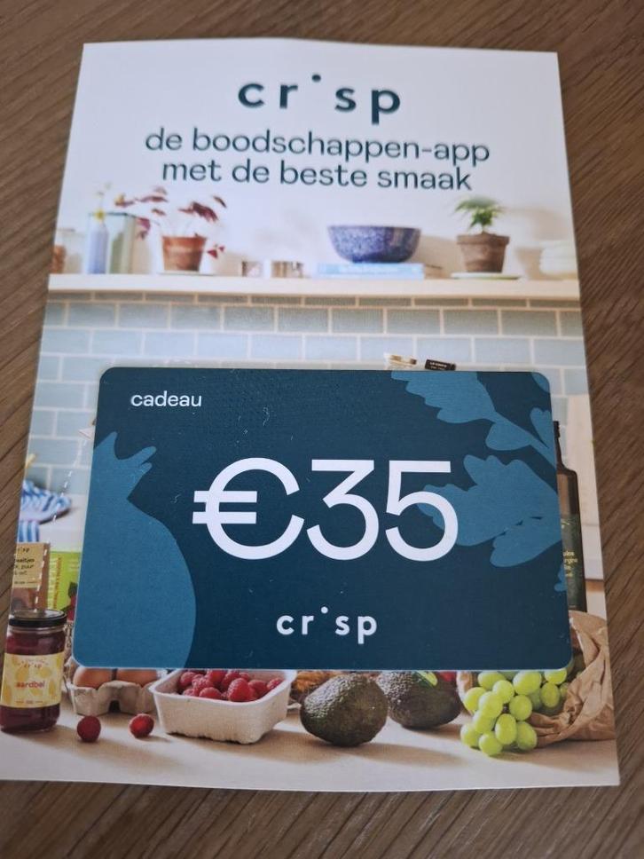 Crisp € 35.- shoptegoed, Tickets en Kaartjes, Kortingen en Cadeaubonnen, Eén persoon, Warenhuis- of Winkelbon, Kortingsbon