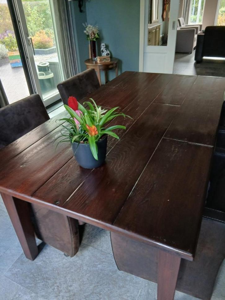 Eettafel, Huis en Inrichting, Tafels | Eettafels, Gebruikt, 50 tot 100 cm, 150 tot 200 cm, Vier personen, Rechthoekig, Eikenhout