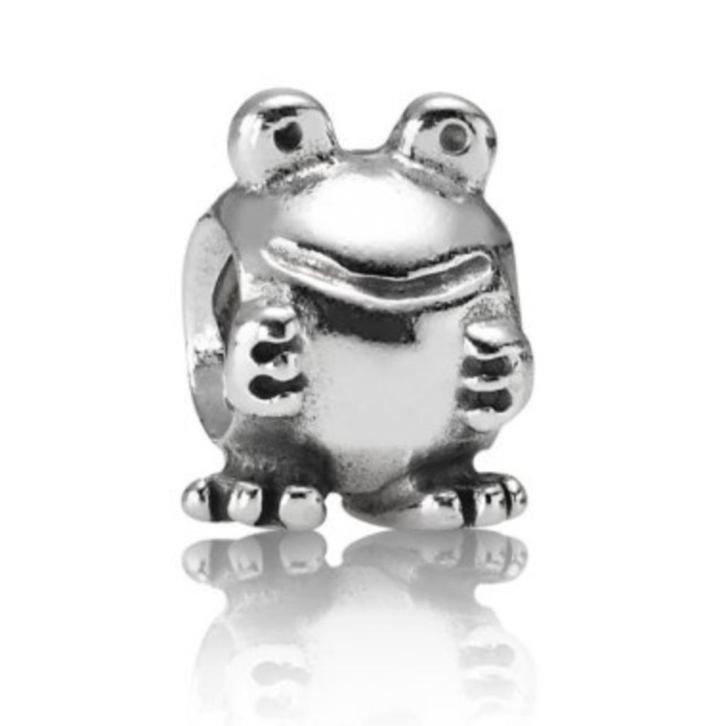 Pandora bedel kikker, Sieraden, Tassen en Uiterlijk, Bedels, Zo goed als nieuw, Pandora, Zilver, 1 bedel, Ophalen of Verzenden