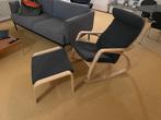 IKEA POÄNG Schommelstoel wit gelazuurd eikenfineer/donkergr., Ophalen, Zo goed als nieuw