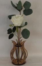 Lasergesneden mini vaasje met Roos & glazen buisje, Overige kleuren, Verzenden, Nieuw, Glas