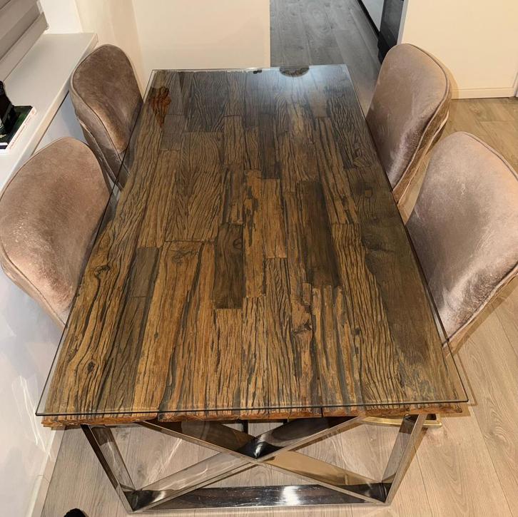 Salontafel/Eettafel met 4 stoelen, Huis en Inrichting, Complete eetkamers, Zo goed als nieuw, 4 tot 6 stoelen, Ophalen