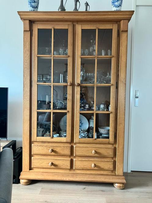 Blank eiken kasten, Huis en Inrichting, Kasten | Dressoirs, Gebruikt, 100 tot 150 cm, 25 tot 50 cm, Met deur(en), Eikenhout, Glas
