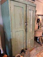 Oude groene houten locker kast SALE- Mentha Brocante, Gebruikt, Ophalen of Verzenden